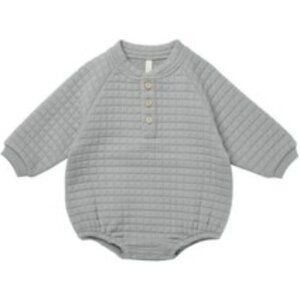 Quincy Mae Henley bubble romper in Dusty Blue -size 12-18M
